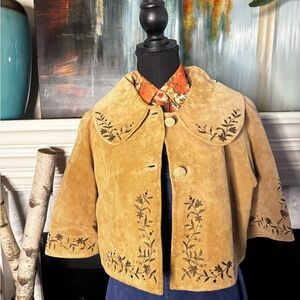 Spiegel Tan Embroidered Cape Jacket